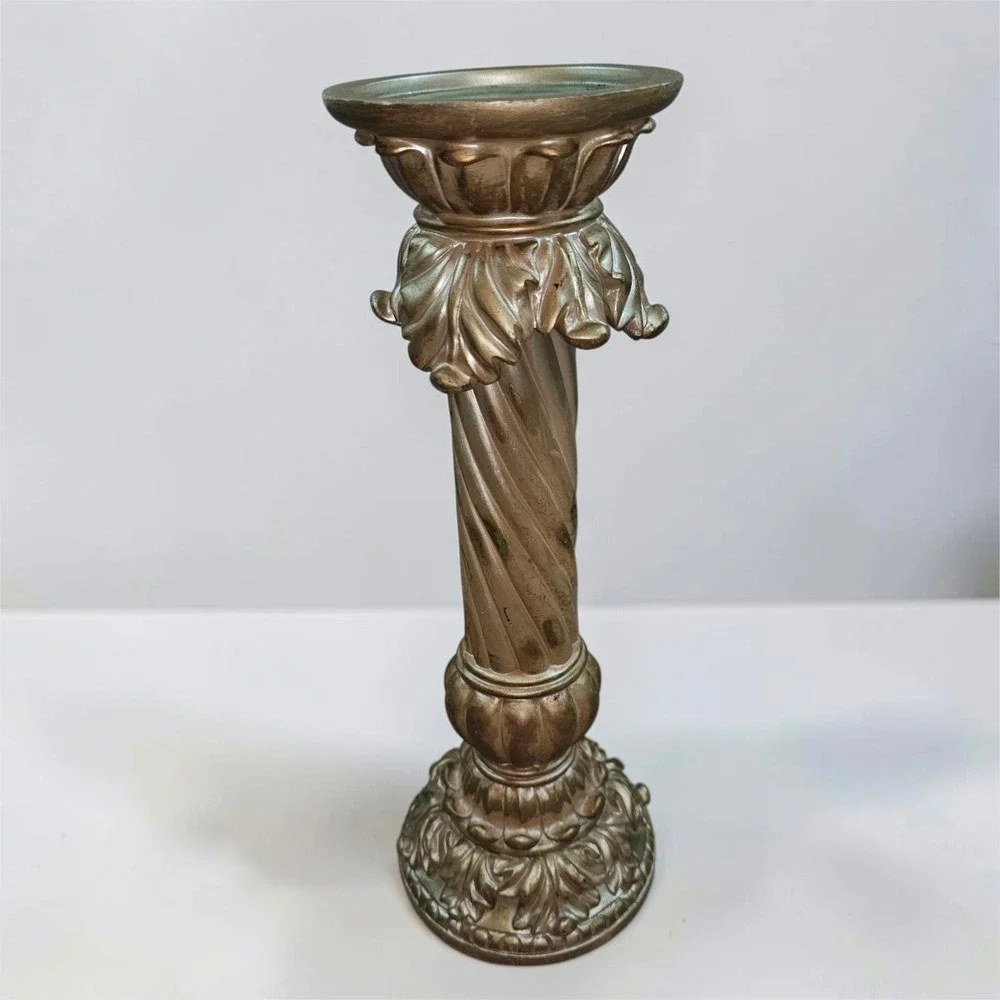 Pillar Candle Holder Home Decor OS Gold Excellent Ornate Neoclassical Column